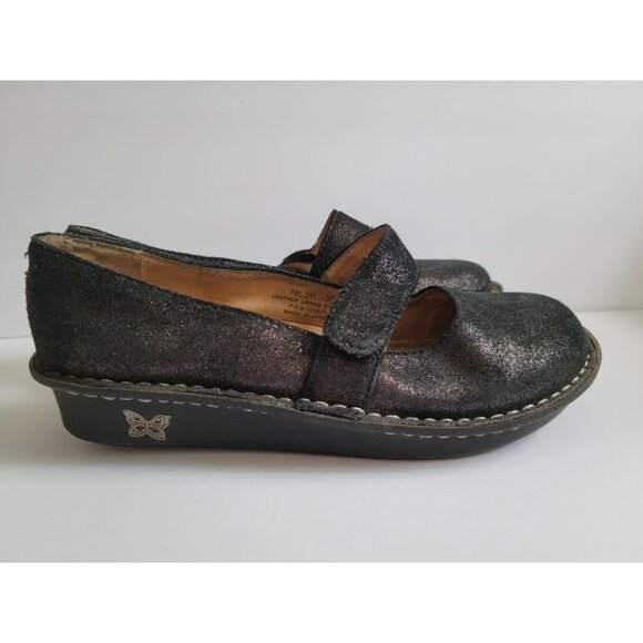 Alegria Womens Mary Jane Comfortable Glitter Shoes Black EU 37 US 7 - Picture 3 of 5